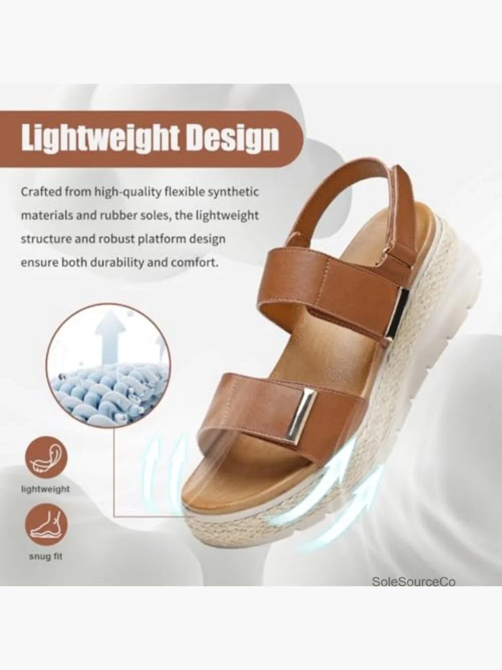 Espadrille Wedges Platform Sandals Orthopedic Arch Support Cushion Insole Buckle